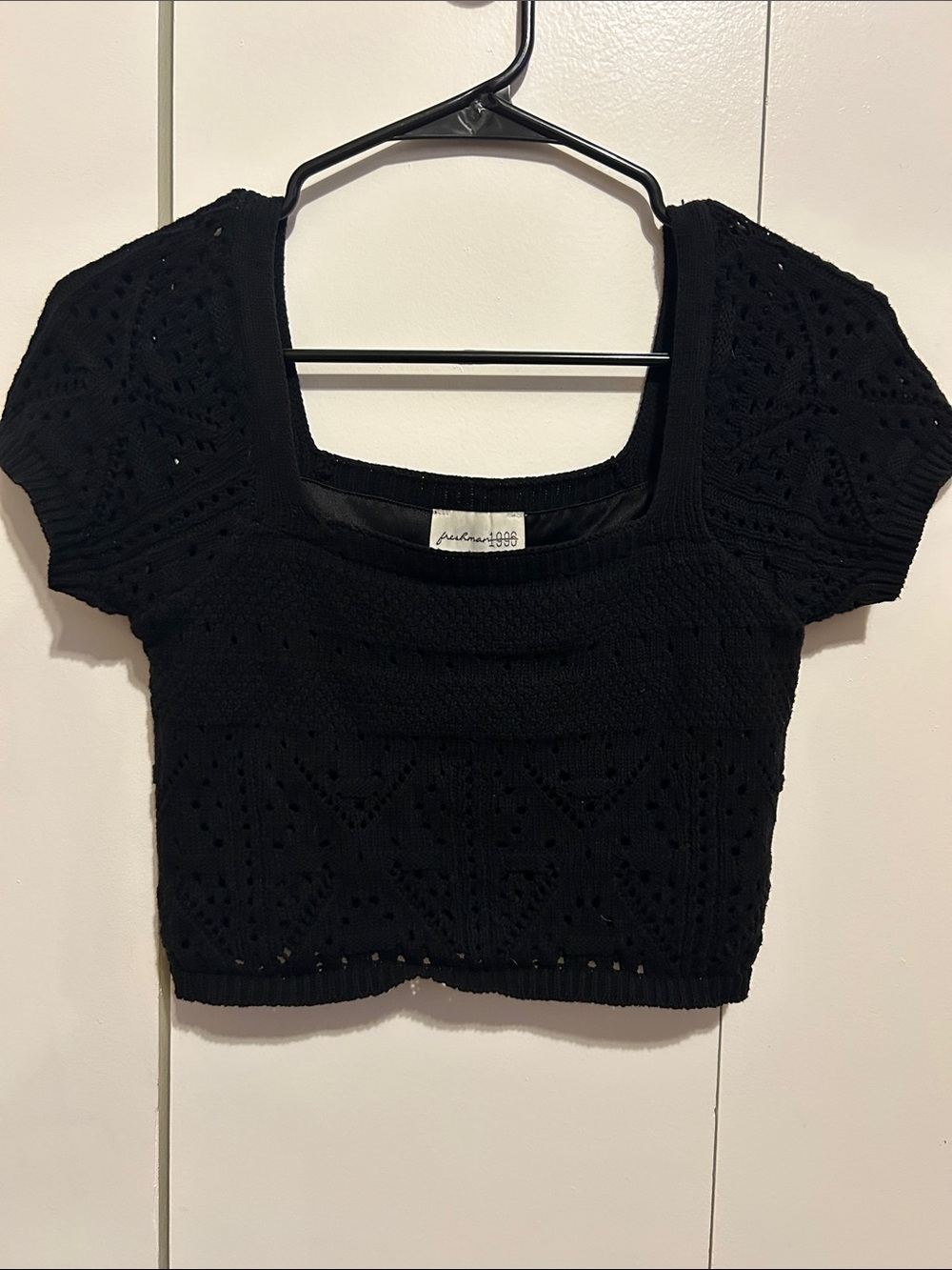 Black Knit Scoop Neck Crop Top